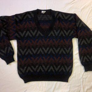 Neiman Marcus Vintage Zig-Zag Virgin Wool Sweater
